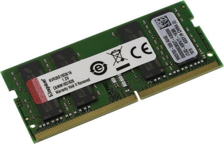 Модуль памяти SO-DIMM DDR4 16Gb PC-21300 2666MHz Kingston (KVR26S19D8/16) CL19 - фото 1 - id-p203918643