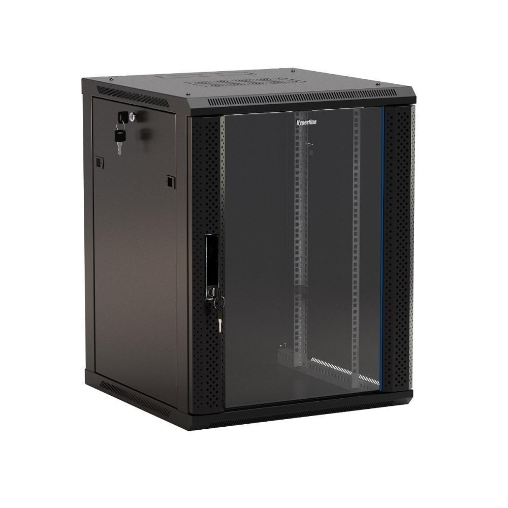 Hyperline TWB-0666-GP-RAL9004 Шкаф настенный 19-дюймовый (19"), 6U, 367x 600х 600мм, стеклянная дверь с - фото 1 - id-p203912807