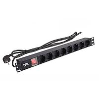 ITK PH12-8D1 PDU 8 розеток нем. ст, с LED выкл,1U, шнур 2м вилка нем. ст PH12-8D1