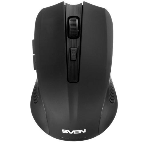 Беспроводная мышь SVEN RX-350W чёрная (5+1кл. 600-1400DPI, SoftTouch, блист) - фото 1 - id-p203909705