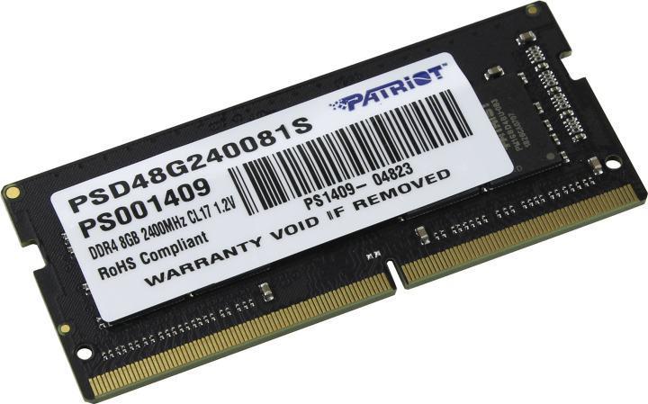 Модуль памяти Patriot PSD48G240081S DDR4 SODIMM 8Gb PC4-19200 CL17 (for NoteBook) - фото 1 - id-p216009032