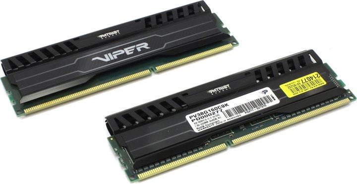 Модуль памяти Patriot Viper PV38G160C9K DDR3 DIMM 8Gb KIT 2*4Gb PC3-12800 CL9 - фото 1 - id-p203918886