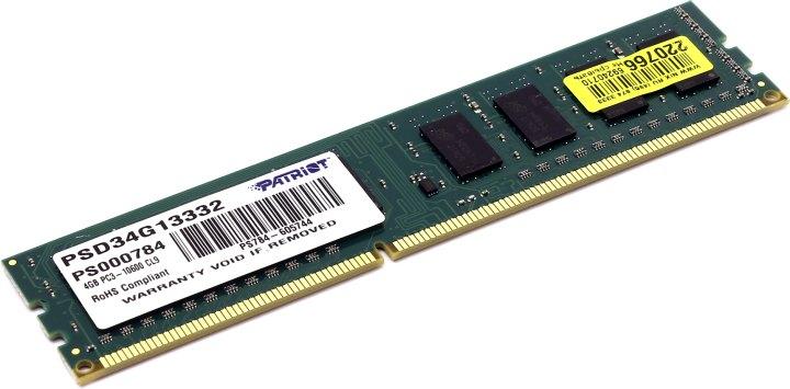 Модуль памяти Patriot PSD34G13332 DDR3 DIMM 4Gb PC3-10600 CL9 - фото 1 - id-p203918925