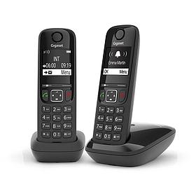 Р/Телефон Dect Gigaset AS690 DUO RUS черный (труб. в компл.:2шт) АОН