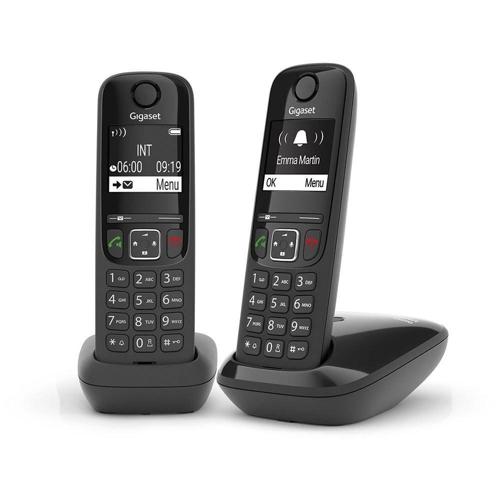 Р/Телефон Dect Gigaset AS690 DUO RUS черный (труб. в компл.:2шт) АОН - фото 1 - id-p212702392