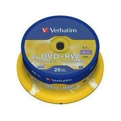 Диск DVD+RW Verbatim 4.7Gb 4x Cake Box (25шт) (43489) - фото 1 - id-p212713492