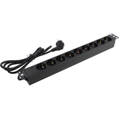 Exegate ServerPro PDU-19H902 Al-9S-EU1.8 EX280848RUS Блок силовых розеток 19" чёрный 1U 9 евророзеток - фото 1 - id-p211091645