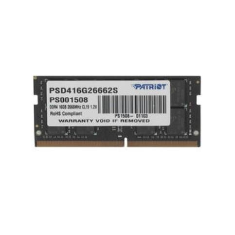 Оперативная память Patriot DDR4 16GB 2666MHz SO-DIMM (PC4-21300) CL19 1.2V (Retail) 1*8 PSD416G26662S - фото 1 - id-p204487416