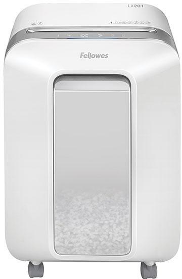 Шредер Fellowes PowerShred LX201 белый (секр.P-5)/перекрестный/12лист./22лтр./скрепки/скобы/пл.карты - фото 1 - id-p220115040