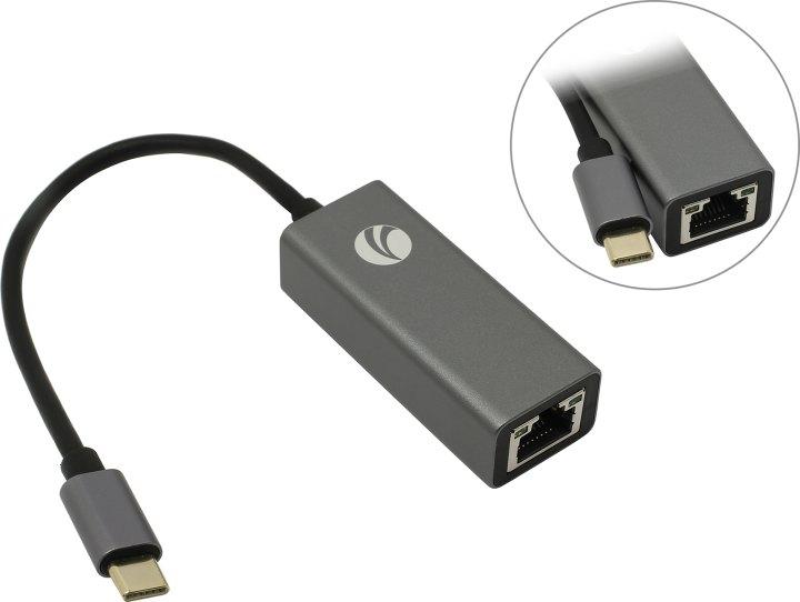 Кабель-переходник USB 3.1 Type-C -- RJ-45 1000Mbps Ethernet, Aluminum Shell, 0.15м VCOM DU320M - фото 1 - id-p203911106