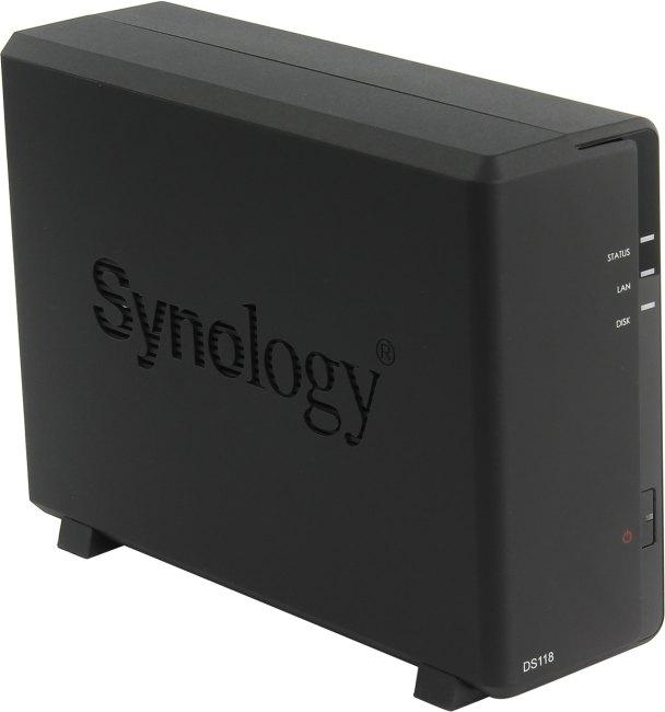 Synology DS118 Сетевое хранилище 1xHDD DC1,4GhzCPU/1Gb, SATA(3,5'')/2xUSB3.0/1GigEth/iSCSI/2xIPcam(upto