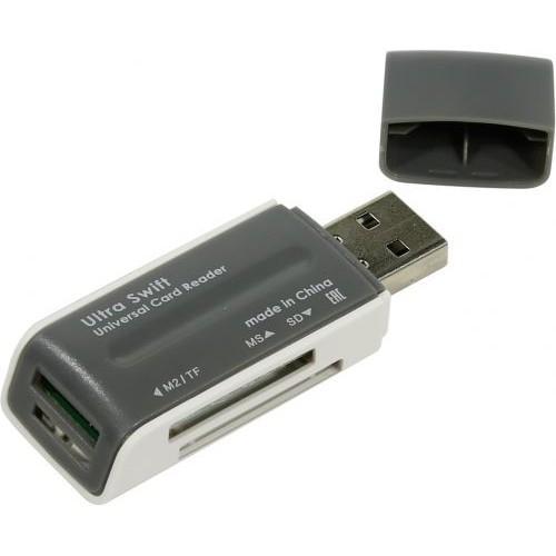 Картридер Defender Ultra Swift 83260 USB2.0 MMC/RSMMC/SDHC/microSDHC/MS(/PRO/Duo/M2) Card Reader/Writer - фото 1 - id-p212702630