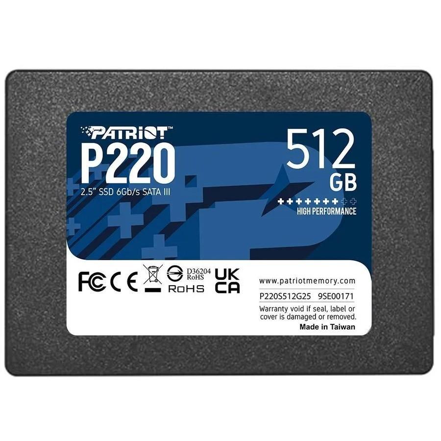 Накопитель SSD 512 Gb SATA 6Gb/s Patriot P220 P220S512G25 2.5" - фото 1 - id-p214266163