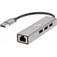 Переходник VCOM DH312A USB 3.0 -- RJ-45 1000Mbps+3 USB3.0, Aluminum Shell, 0.2м VCOM DH312A