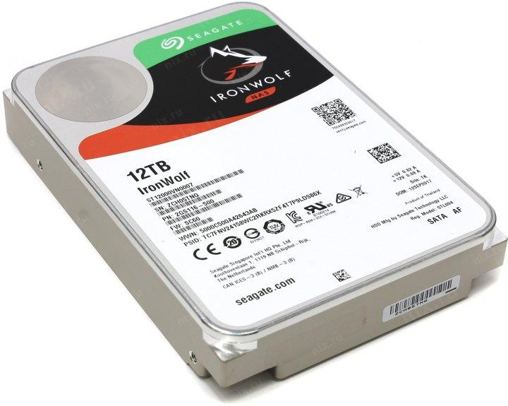 Жесткий диск HDD SATA Seagate 12000Gb (12Tb), ST12000VN0008, IronWolf, 7200 rpm, 256Mb buffer - фото 1 - id-p203909150