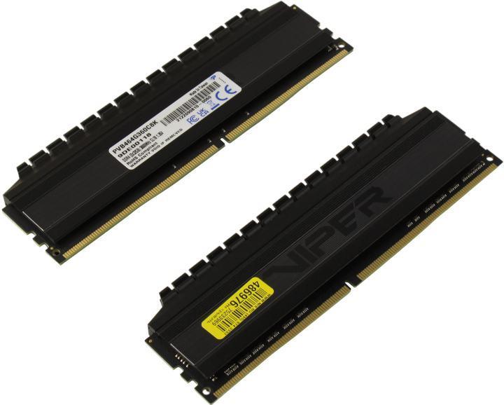 Память DDR4 2x32Gb 3600MHz Patriot PVB464G360C8K Viper 4 Blackout RTL PC4-28800 CL18 DIMM 288-pin 1.35В - фото 1 - id-p212711251