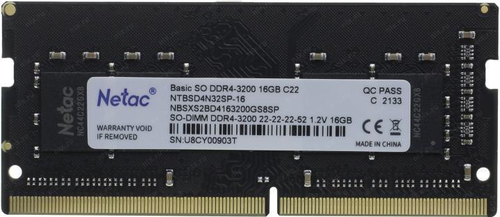 Модуль памяти Netac Basic NTBSD4N32SP-16 DDR4 DIMM 16Gb PC4-25600 CL22 (for NoteBook) - фото 1 - id-p212712471