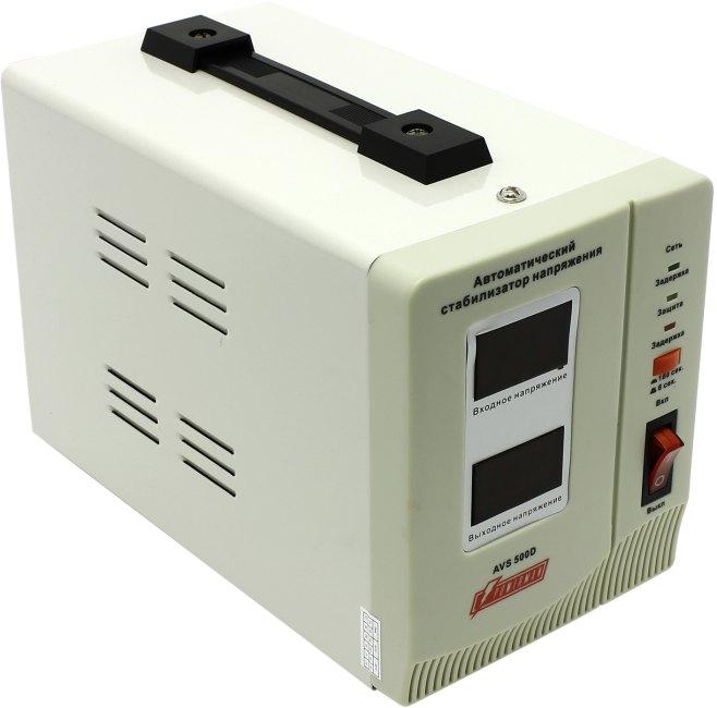 Стабилизатор POWERMAN AVS 500D, ступенчатый регулятор, цифровые индикаторы уровней напряжения, 500ВА, - фото 1 - id-p212703835