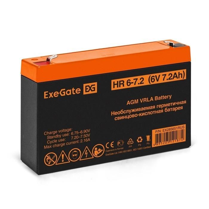 Аккумулятор Exegate HR 6-7.2 (6V 7.2Ah) для UPS EX285651RUS - фото 1 - id-p211092075