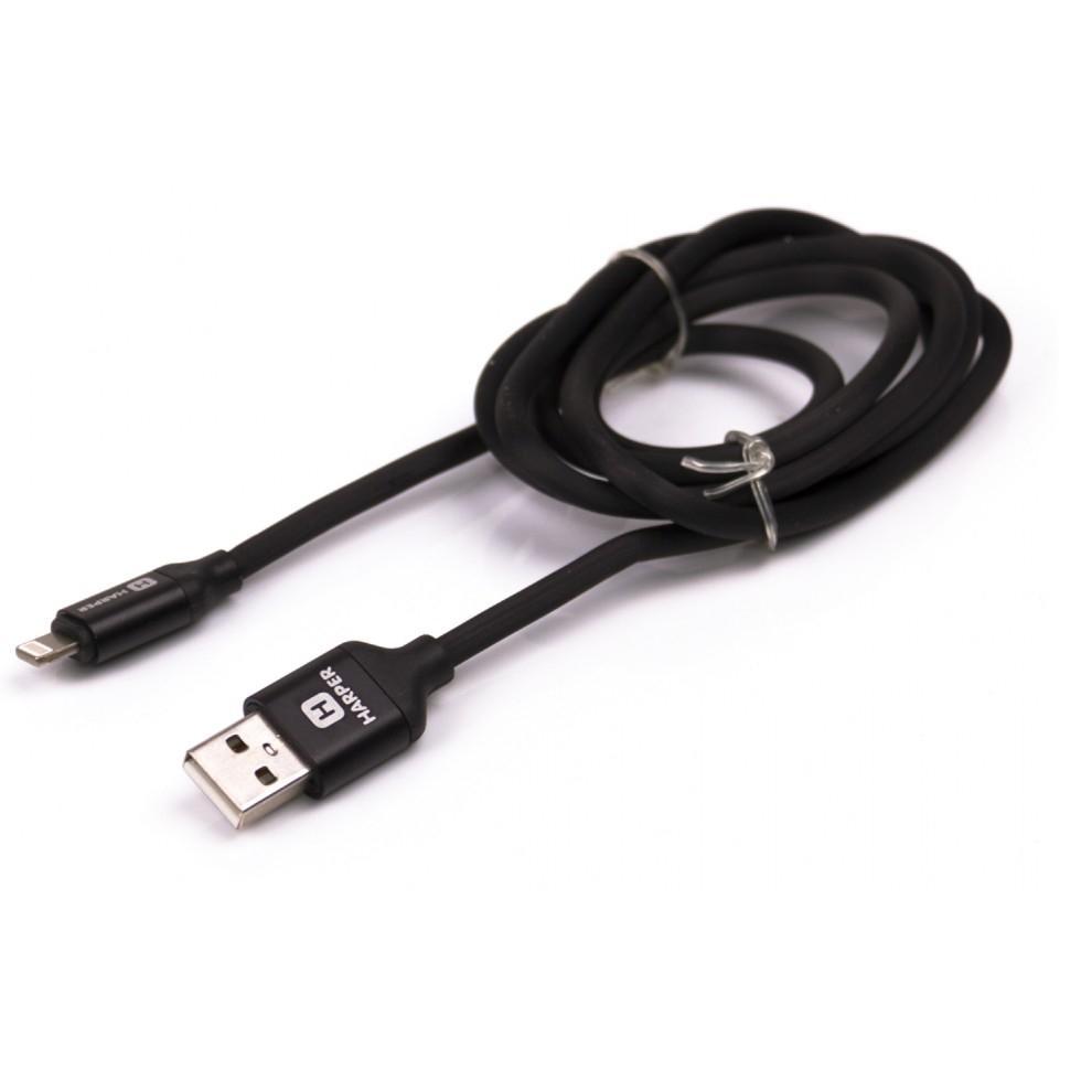 Harper Силиконовый Кабель для зарядки и синхронизации USB - Lightning,SCH-530 black (1м, способны заряжать - фото 1 - id-p212702851