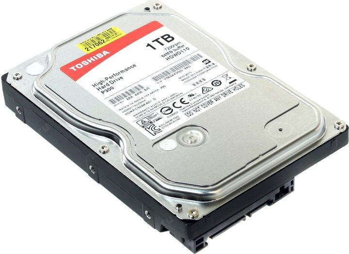 Жёсткий диск HDD 1 Tb SATA 6Gb/s Toshiba P300 HDWD110UZSVA 3.5" 7200rpm 64Mb - фото 1 - id-p207847794