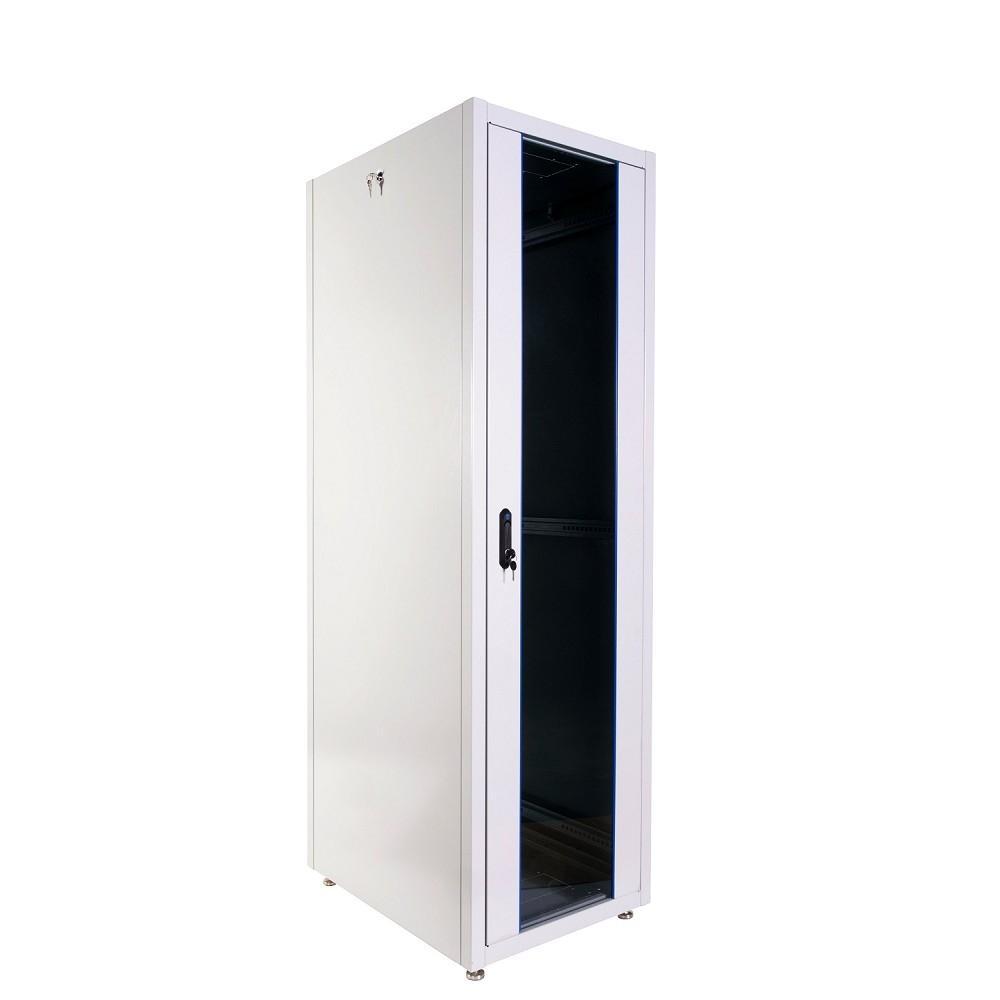 Шкаф коммутационный ЦМО (ШТК-Э-42.6.8-13АА) напольный 42U 600x800мм пер.дв.стекл металл 2 бок.пан. 710кг серый - фото 1 - id-p212719560