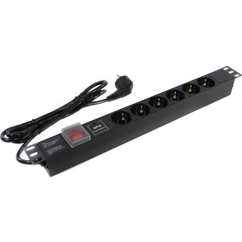 Exegate ServerPro PDU-19H608 Al-6S-EU2-SW-SPD1 EX280833RUS Блок силовых розеток 19" чёрный 1U 6 евророзеток - фото 1 - id-p212712652