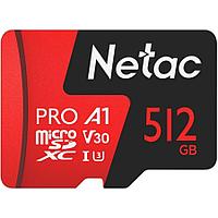 Карта памяти Netac NT02P500PRO-512G-R microSDXC Memory Card 512Gb A1 V30 UHS-I U1 + microSD-- SD Adapter