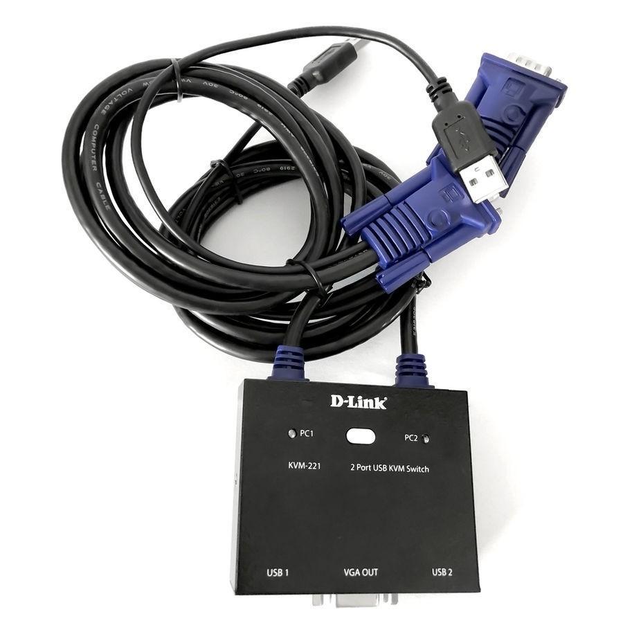 Переключатель D-Link KVM-221/C1A, 2-port KVM Switch with VGA, USB and Audio ports.Control 2 computers from a - фото 1 - id-p212699515