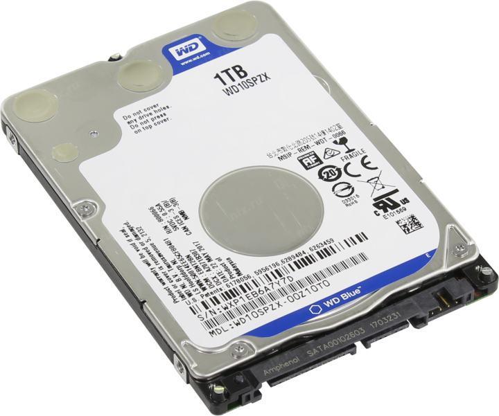 Жёсткий диск HDD 1 Tb SATA 6Gb/s Western Digital Blue WD10SPZX(-08) 2.5" 5400 rpm 128Mb - фото 1 - id-p214272718