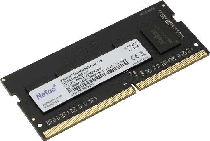 Модуль памяти Netac Basic NTBSD4N26SP-04 DDR4 SODIMM 4Gb PC4-21300 (for NoteBook) - фото 1 - id-p214206033