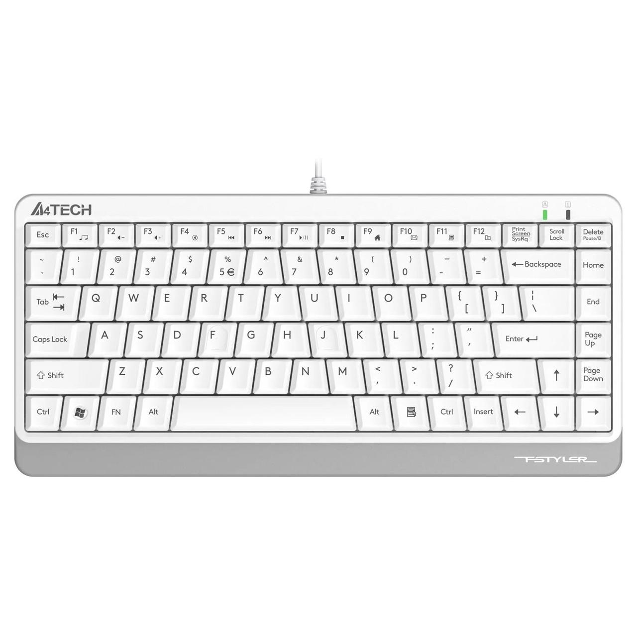 Клавиатура A4Tech Fstyler FKS11 White (компактная для ПК, мембранная, пластик, интерфейс подключения - USB, - фото 1 - id-p214270405