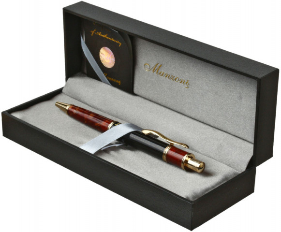 Ручка подарочная шариковая Manzoni Perugia корпус «темный янтарь» - фото 3 - id-p220115551