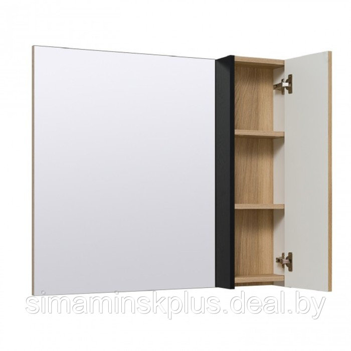 Шкаф-зеркало "Мальта 70" черный дуб, правый - фото 2 - id-p220116328