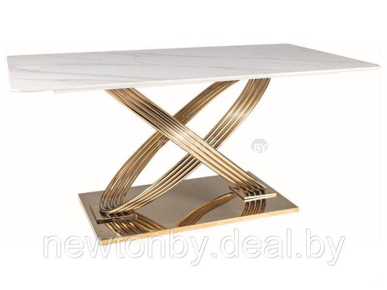 Кухонный стол Signal HERMES 160 (эффект белого мрамора/золотой) - фото 1 - id-p220118645