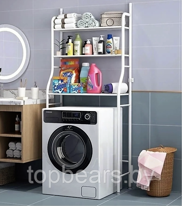 Стеллаж - полка напольная трехъярусная Washing machine storage rack для ванной комнаты над стиральной машиной - фото 7 - id-p220126613