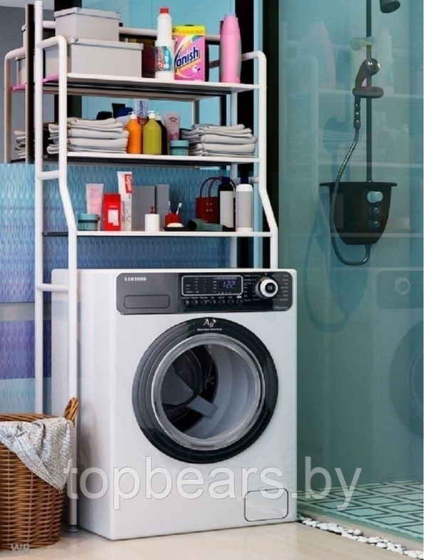 Стеллаж - полка напольная трехъярусная Washing machine storage rack для ванной комнаты над стиральной машиной - фото 9 - id-p220126613