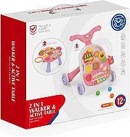 B10099 Каталка-ходунки Multi Fun 2 в 1, развивающий столик, ходилка с ручкой