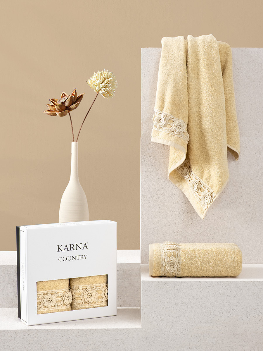 Комплект махровых полотенец с вышивкой "KARNA" COUNTRY 2 шт. арт. 3862 (V2) - фото 1 - id-p220128807