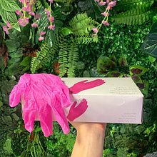 Перчатки нитрилово-виниловые розовые 100 штук (50 пар) размер L