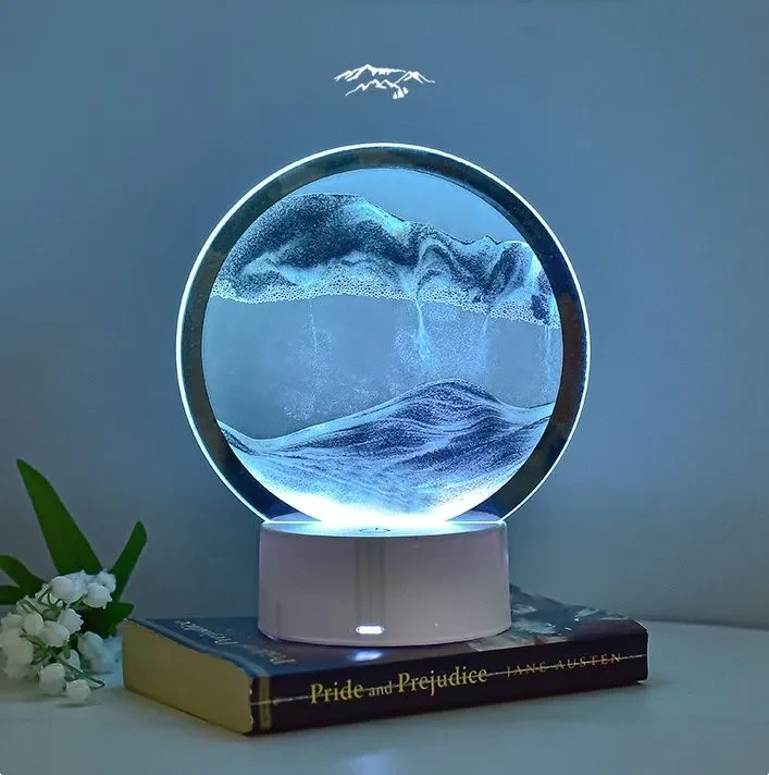Лампа- ночник "Зыбучий песок" с 3D эффектом Desk Lamp (7 цветов) Песочная картина - фото 4 - id-p220129003