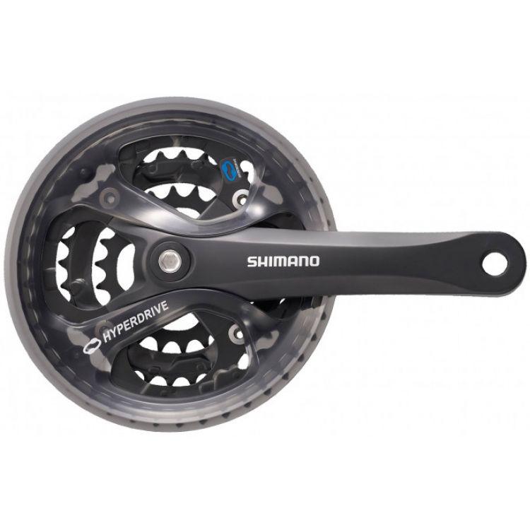 Система Shimano Acera M361, 170 мм, 48/38/28T, с защитой, квадрат, черная - фото 1 - id-p220128929