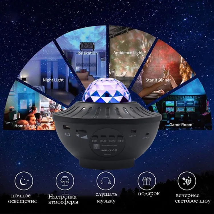 Звездный проектор LED Star Galaxy Projector с музыкальным динамиком - фото 5 - id-p220129132