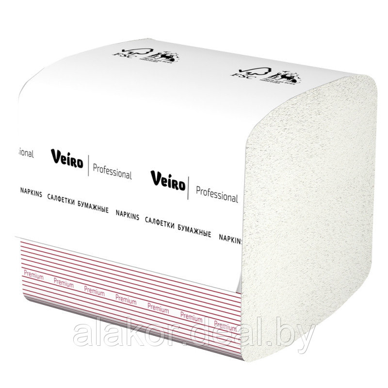 Салфетки бумажные Veiro Professional Premium, 250 шт/упак, 100% целлюлоза, цвет белый, 11*22.5, 1 слой