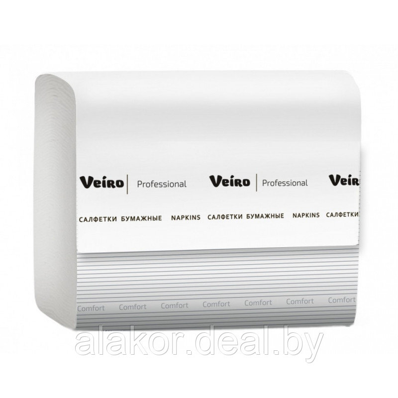 Салфетки бумажные Veiro Professional Comfort V-сложения, 220 шт/упак, целлюлоза, цвет белый, 21*16, 2 слоя