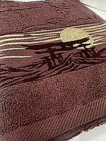 Махровое полотенце ТМ "Эльф" Роскошь J-108 70х140 арт. 1463 коричневый