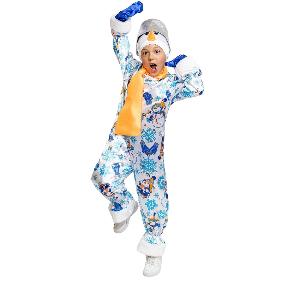 Детский карнавальный костюм Снеговик Снежок Пуговка - фото 3 - id-p220131804
