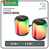 Портативная колонка Hoco BS56, 2-в-1, 10 Вт, кабель 1.3 м, BT5.2, USB/jack 3.5, AUX, чёрная   960393