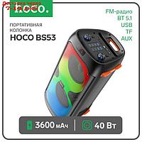 Портативная колонка Hoco BS53, 3600 мАч, BT5.1,20 Вт*2, TF card,USB, AUX, FM-радио, чёрная