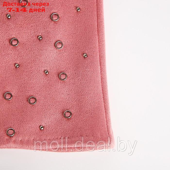 Перчатки жен 24*0,3*8,5 см, замша, безразм, без утеплителя, металл круги, розовый - фото 2 - id-p220112256